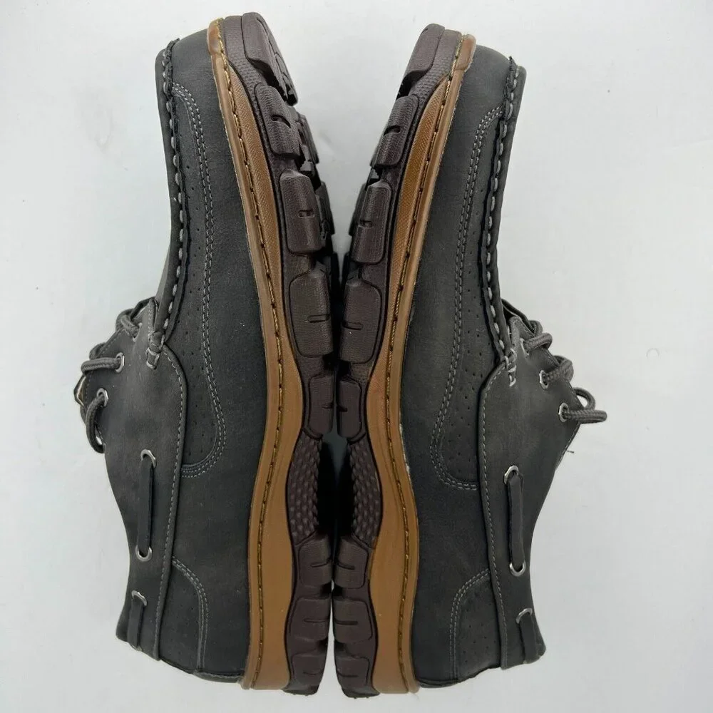Hawke & Co Mens Dark Gray Lace Up Round Toe Low Top Size 10.5 Boat Shoes